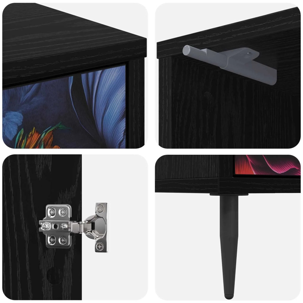 Armadio da Notte KIEL 2 pz Rovere Nero 36 x 33 x 51 cm 8007258