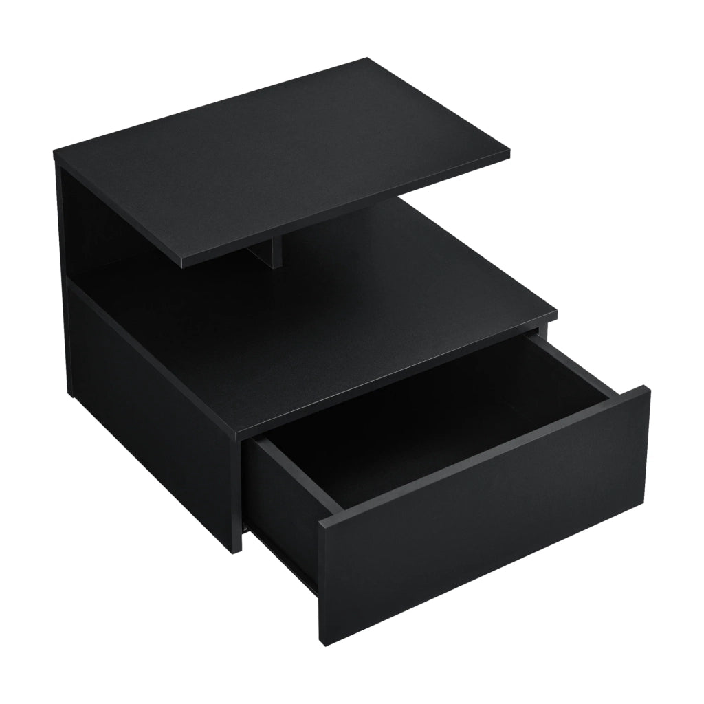 Comodino da parete con cassetto 40 cm nero 03_0000829