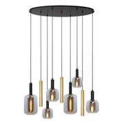 Lampada a sospensione JOANET vetro nero oro 6+3 Lucide