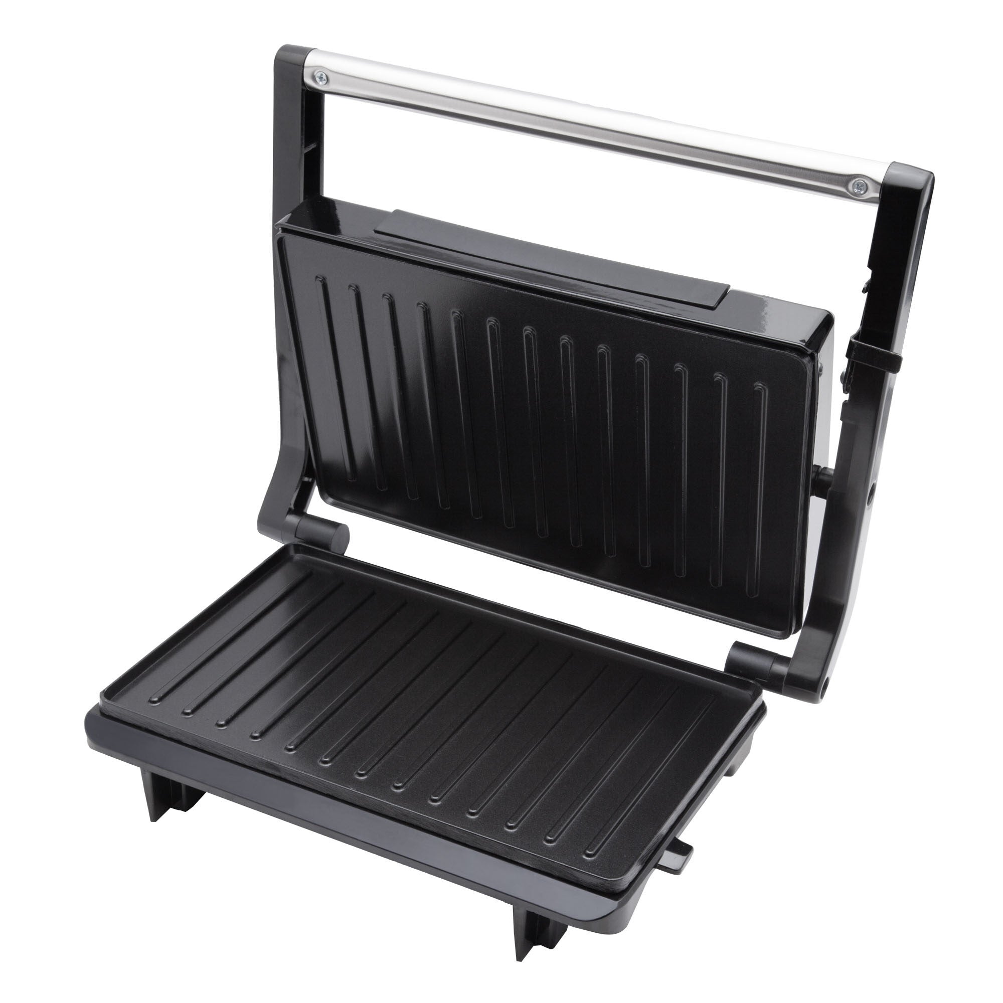 SOGO Grill Panini 2 Fette – 750W – Piastra Antiaderente, Apertura 180°, Manico Cool Touch, Termostato, Facile da Pulire, Cottura Uniforme