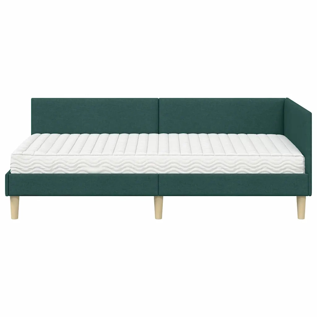 Struttura Letto Angolare con Materasso 2 pz-Giroletto con materasso Verde Tessuto 419053