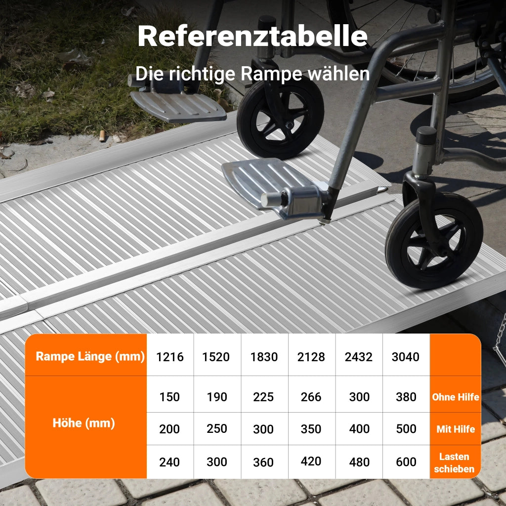 Rampa a valigia per sedia a rotelle, pieghevole mobile antiscivolo, in alluminio 152cm 270kg