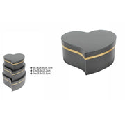Trade Shop - Set 3 Pz Scatole Box Regali Varie Misure Matrioska Forma Cuore Storto Nero 71932 -