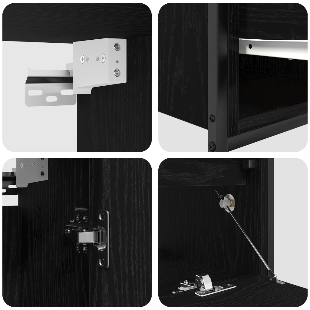 Set di mobili da bagno 5 pezzi in legno ingegnerizzato effetto rovere nero