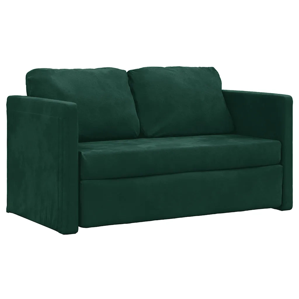Divano Letto da Terra 2 in 1 Verde Scuro 122x204x55 cm Velluto 353961