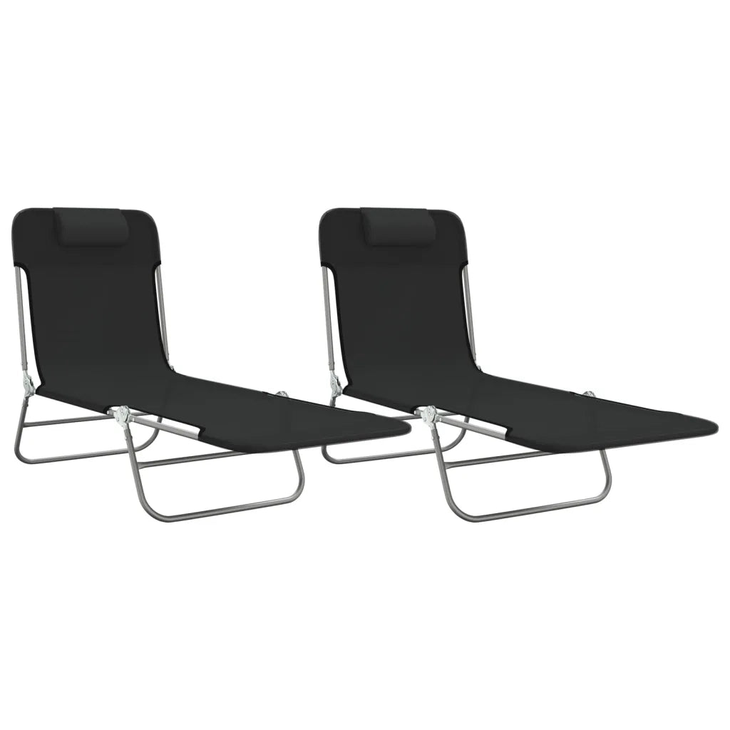 Lettini Prendisole 2 pz Neri in Textilene e Acciaiocod mxl 129808