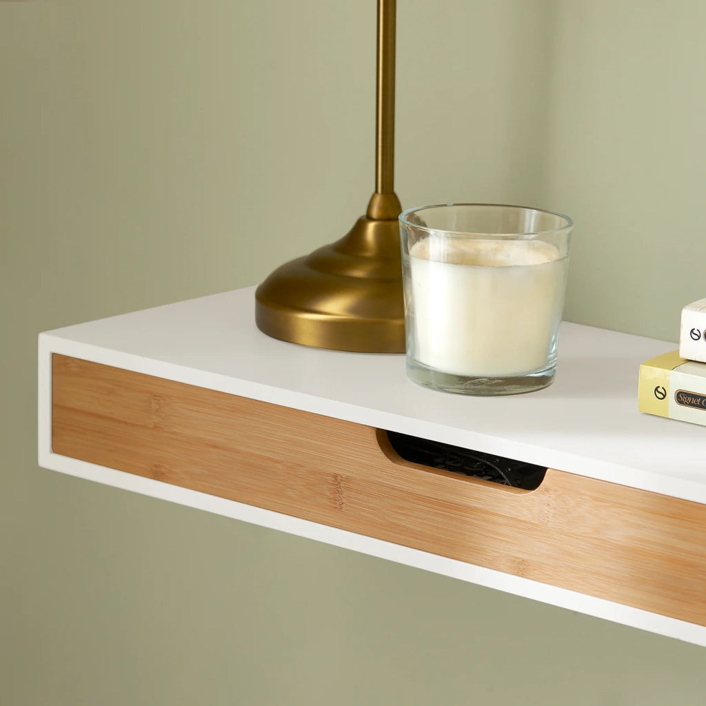 Mensola Da Muro Libreria Mensola Con Cassetto Bianco 60 x 24 x 8 cm FRG93-WN