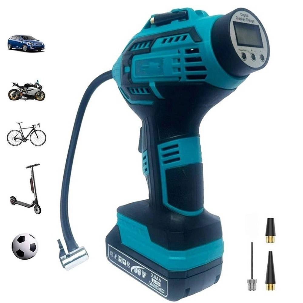 Trade Shop - Compressore Aria Portatile Doppia Batteria Litio 36 V Digitale Ruote Auto Moto -