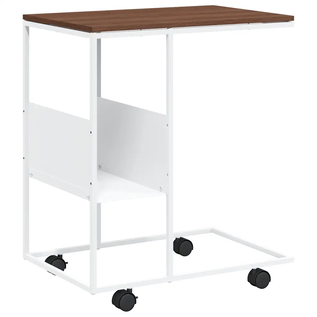 Tavolino con Ruote Bianco 55x36x63,5cm in Legno Multistrato 343110
