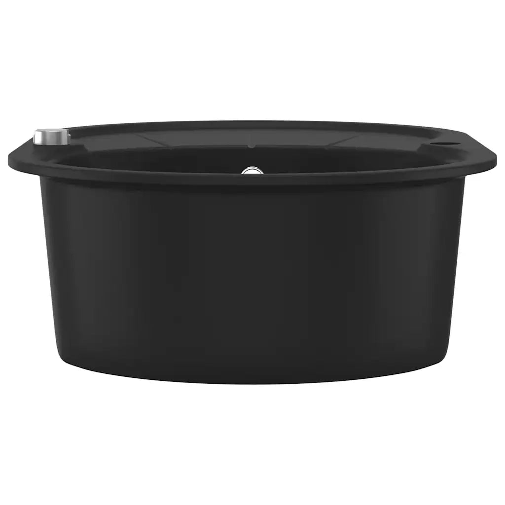 Lavello da Cucina in Granito Vasca Singola Ovale Nero CFW6175995
