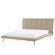 Letto 180 x 200 cm Gambe in metallo ecopelle beige con struttura imbottita
