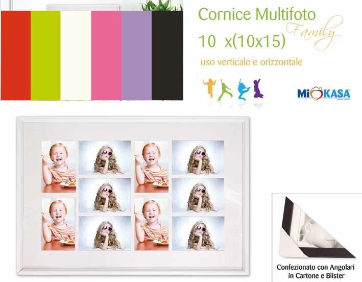 Cornice Portafoto da Parete multifoto 10 foto da 10 x 15 cm