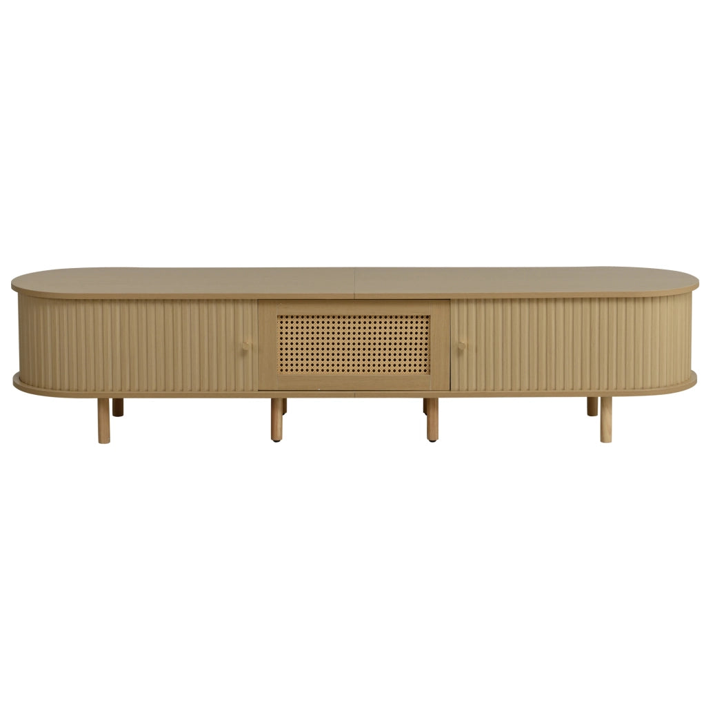 Mobile TV 180x40x40 cm con ante scorrevoli e cassetto in MDF naturale