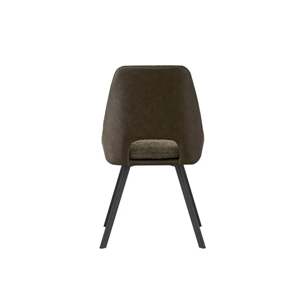 Sedia rivestita in Bouclé per sala da pranzo, colore Verde. Collezione FILOU