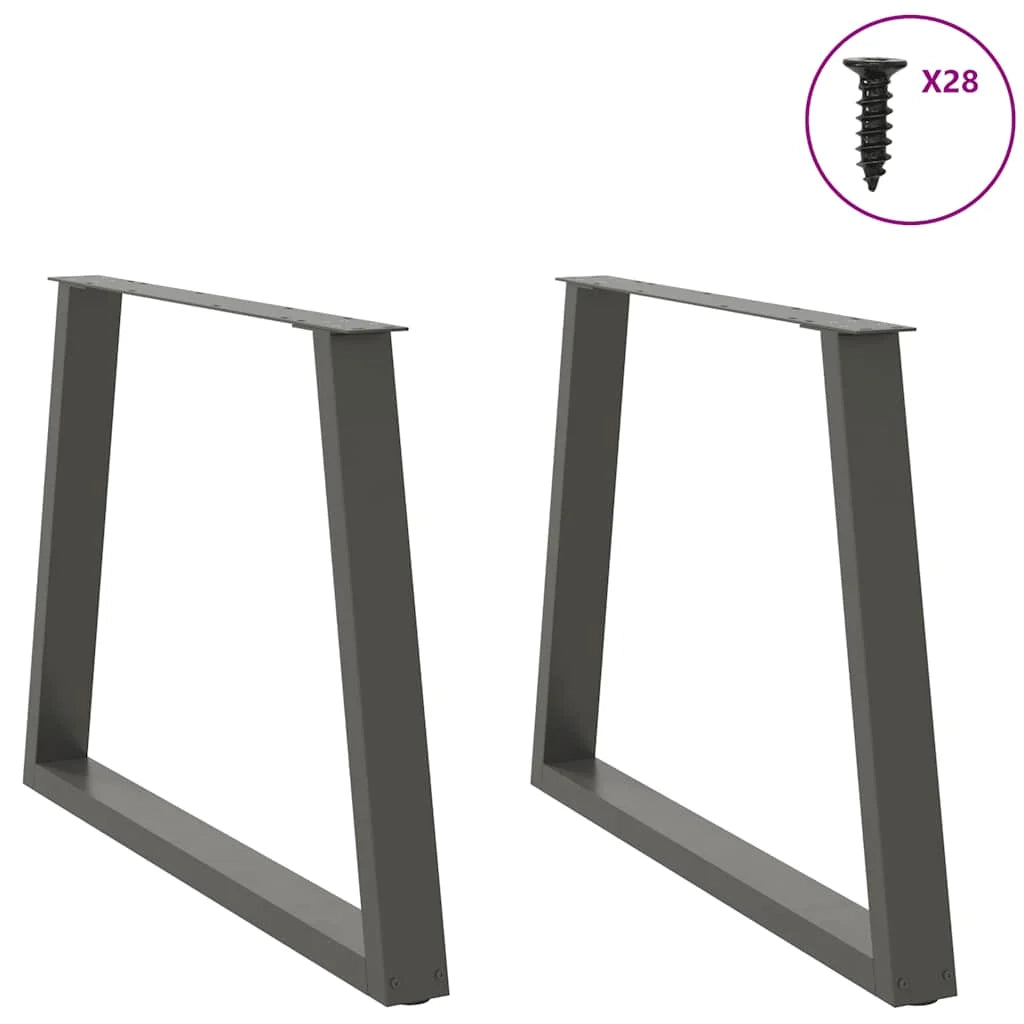 Set di 2 gambe per tavolo da pranzo a V 100 x 72-73 cm con piedini regolabili stile moderno acciaio antracite 02_0056870