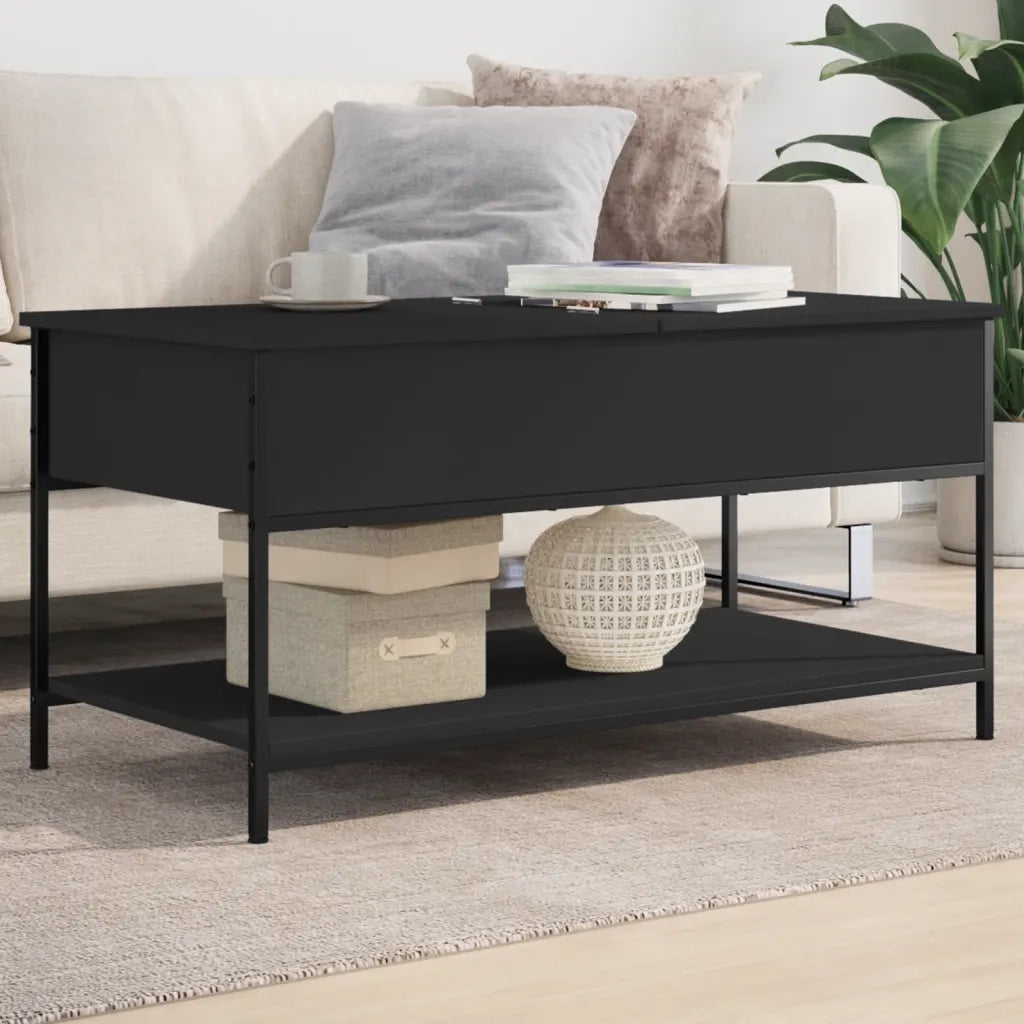 Tavolino da salotto | Tavolino da caff¨¨ | Tavolino da Soggiorno Nero 100x50x50cm Legno Multistrato Metallo