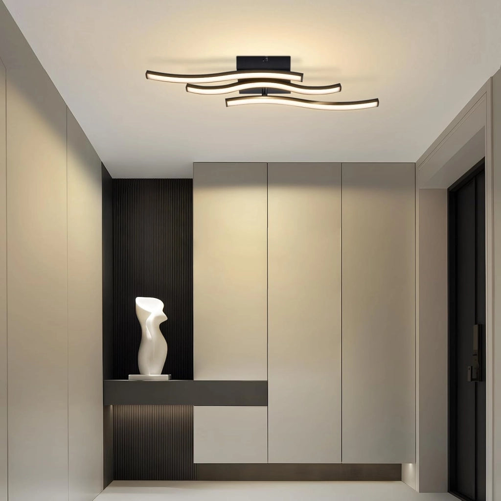 ZMH Lampada da soffitto plafoniera LED 18W nera moderna design ondulato per cucina soggiorno corridoio