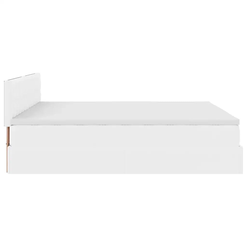 Struttura Letto Pouf con Materasso Bianco 160x200 cm Similpelle 3311314
