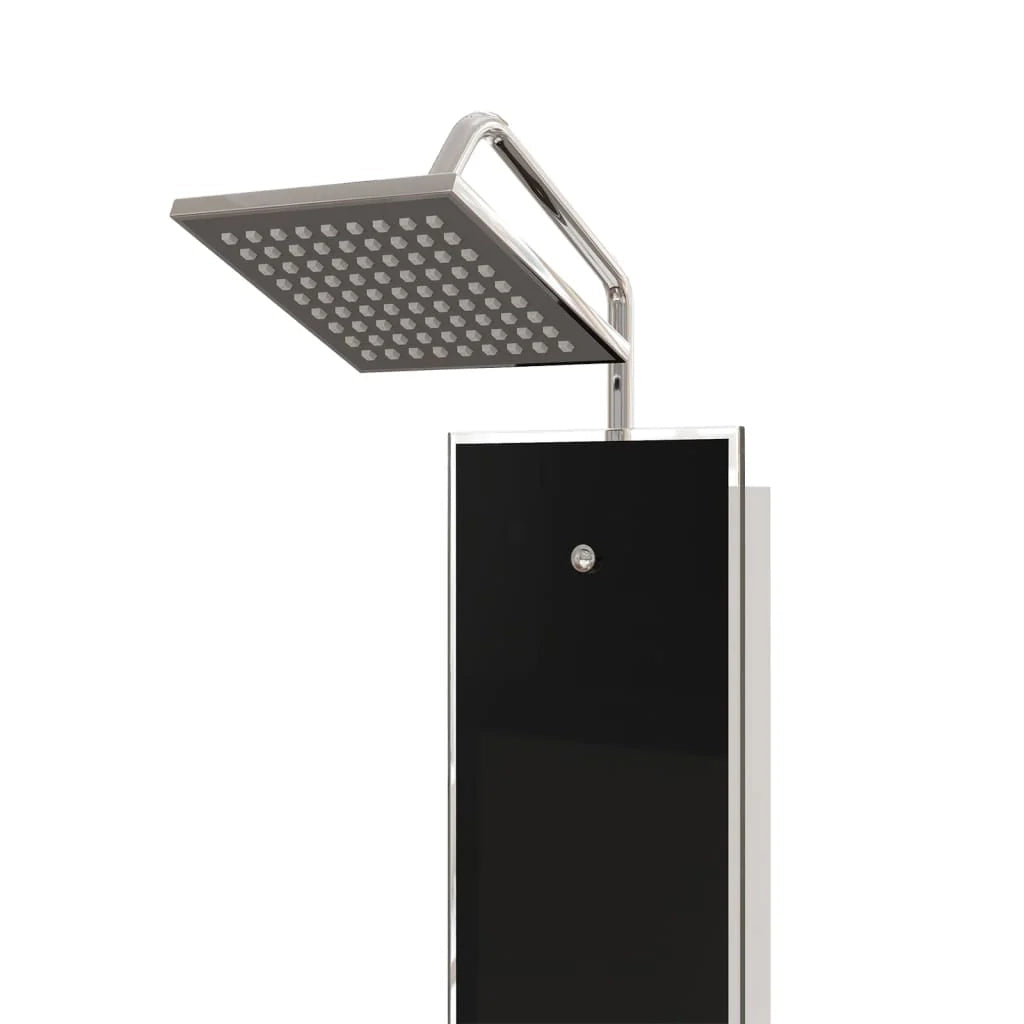 Pannello doccia con soffione rubinetto vetro acciaio inox 130 cm nero 02_0003433