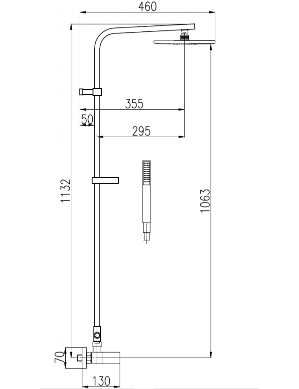 LOIRA colonna doccia a parete 113 cm ottone cromato