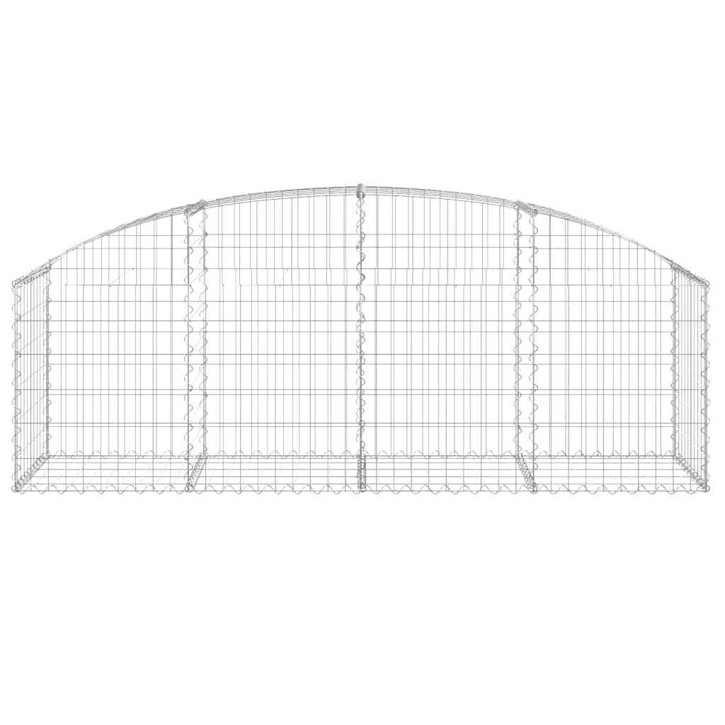 Cesto gabbione recinzione a gabbia muro di contenimento ad arco 200 x 50 x 60/80 cm ferro zincato argento 02_0040044