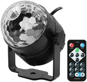 Disco Luce LED Mini - Disco Ballo - Musica Regolata - 360° Rotazione - Comando a Distanza - Efficacia Energetica - Lampada a Disco