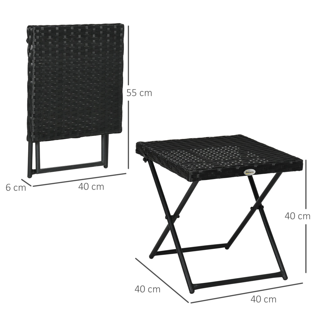 Tavolino da giardino pieghevole ¨C Zephmum ¨C Nero, metallo, 40x40x40 cm