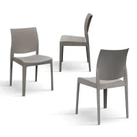 PAZZO DESIGN Sedia Alberto set da 4 sedie Grigio, Polipropilene