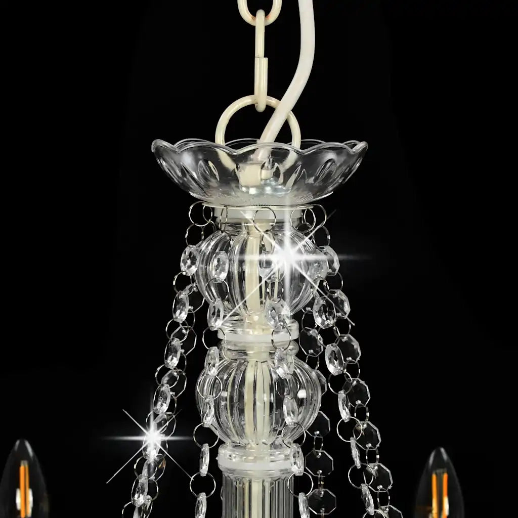 Lampadario con Perline Bianco 8 Lampadine E14 CFW2521108