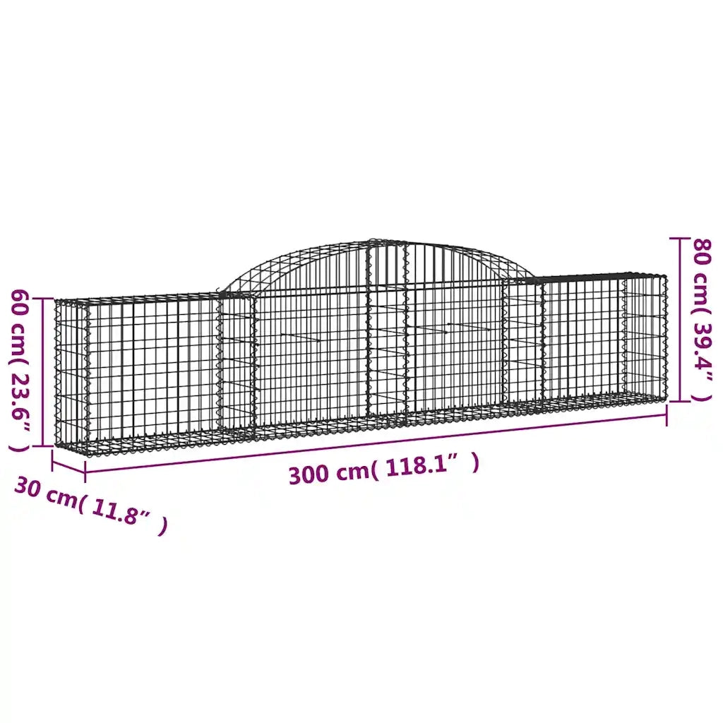 Cesti Gabbioni ad Arco 5 pz 300x30x60/80 cm Ferro Zincato