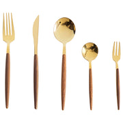 Set di posate Modern Glam 30 pezzi Coltello Forchetta Cucchiaio Cucchiaino da tè Forchetta da frutta Materiale sintetico Acciaio inossidabile Oro