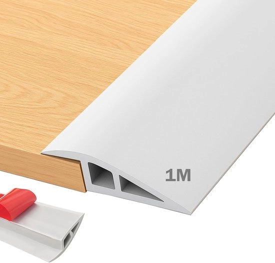 Profilo di transizione per pavimento - Striscia di spigolo PVC - Livellamento pavimenti - PVC autofibroso flessibile - 1M x 5CM 10MM - Bianco