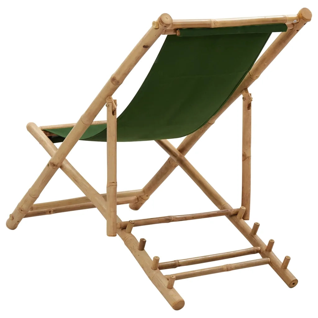 Sedia a Sdraio in BambÃ¹ e Tela Verde cod mxl 8878