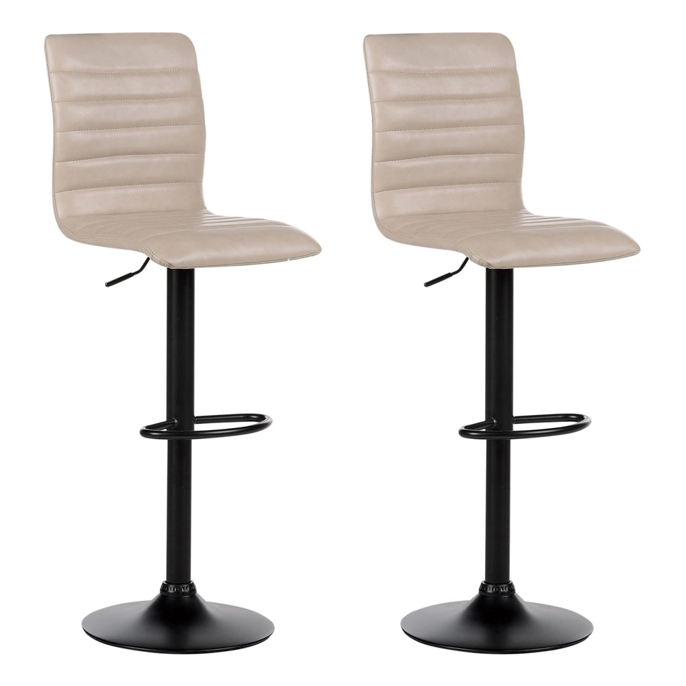 Set di 2 sgabelli da bar girevoli ad altezza regolabile in ecopelle beige chiaro Girevole Regolabile in Altezza
