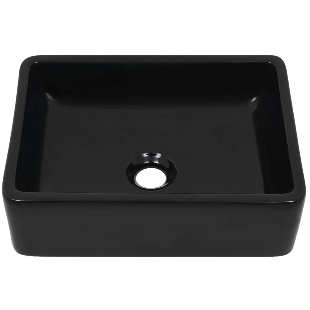 Lavabo rettangolare in ceramica per bagno o WC 41 x 30 x 12 cm nero 02_0002538