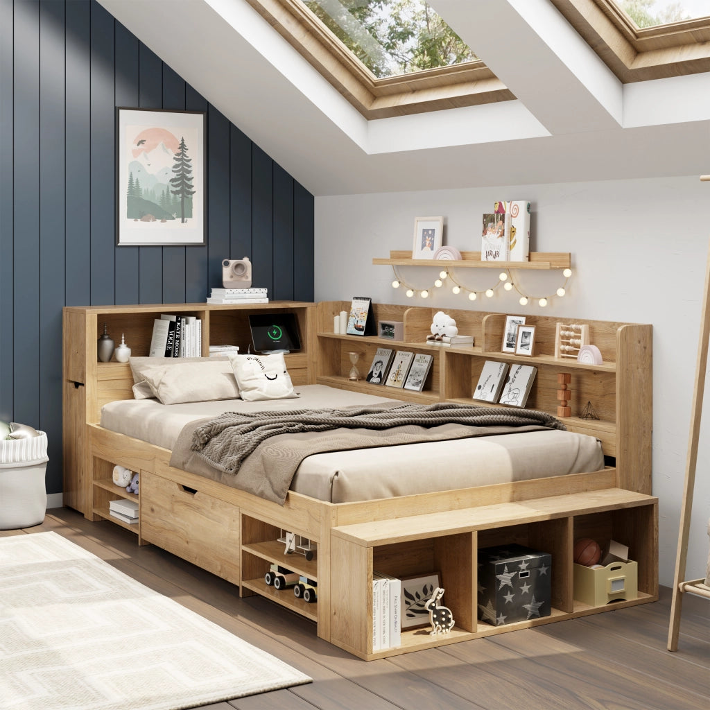 Letto singolo multifunzionale compensato 90x200 cm