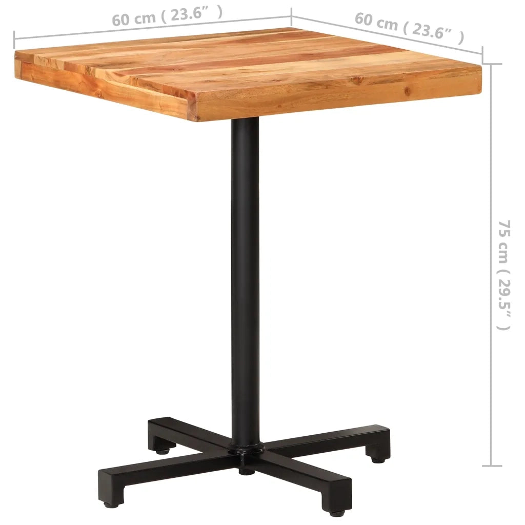Tavolino da Bistrot Quadrato 60x60x75 cm in Massello di Acacia 320276
