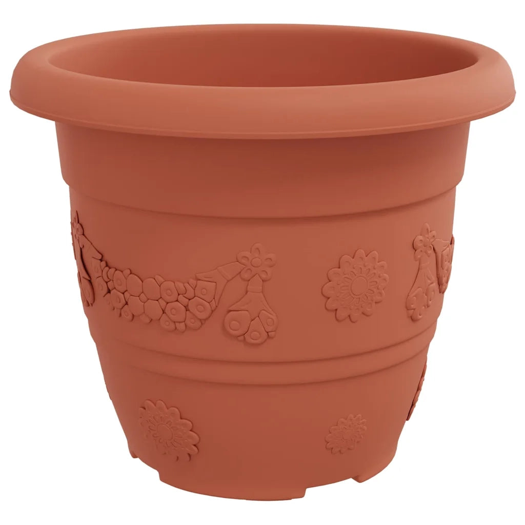 Vaso Rotondo per Fiori 24 pcs Rosso Mattone Ø 26 x 21.5 cm 42020291