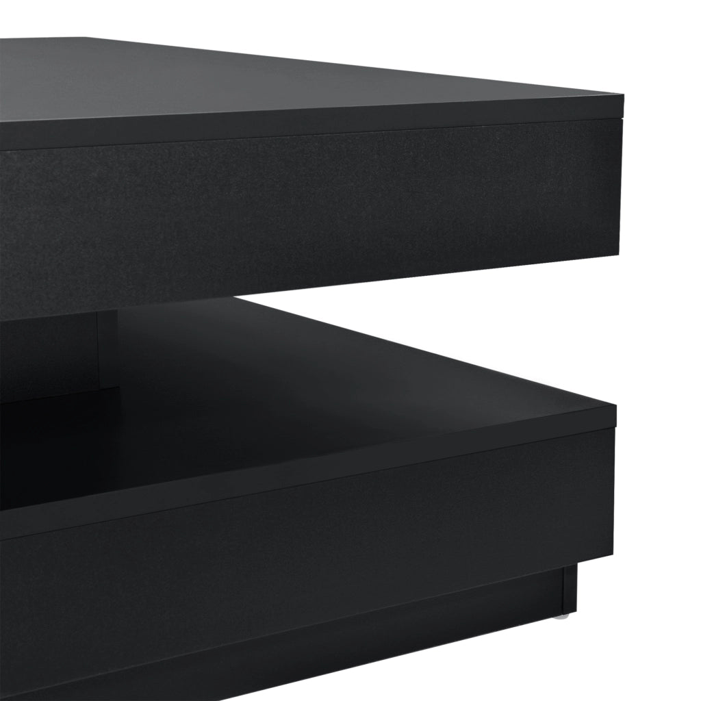 Tavolino da Caffè Florenz con Piano Girevole per Salotto Soggiorno 76 x 76 x 38 cm - Nero [en.casa]