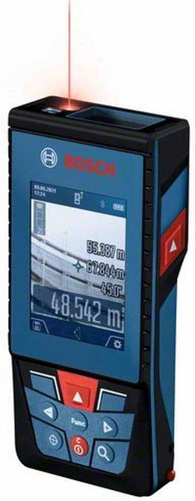 Bosch Professional Metro Laser Distanziometro Laser GLM 100-25 C (telecamera integrata, raggio d'azione: fino a 100 m, robusto, IP54, ± 1,5 mm*, 3 batterie AA, cinturino da polso, custodia)