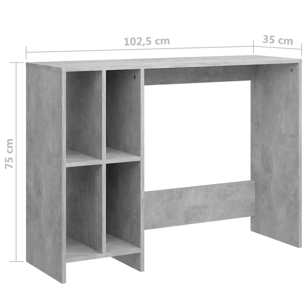 Scrivania Portatile-Scrivanie per ufficio e studio-Scrittoio Grigio Cemento 102,5x35x75 cm Multistrato