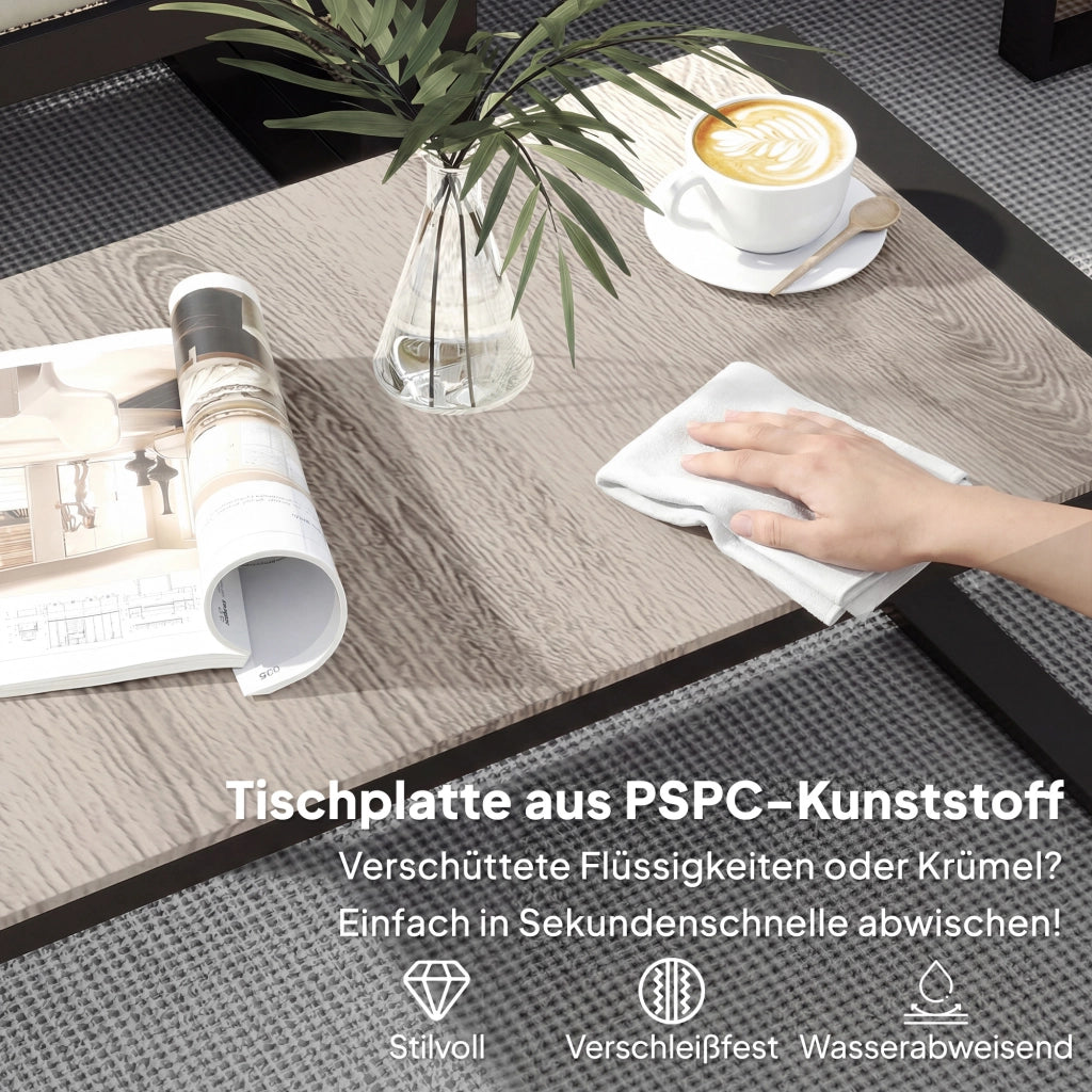 Set di mobili da giardino a 4 pezzi; 2 divani da 2 posti; poltrona senza braccioli e tavolino da caffè; kaki