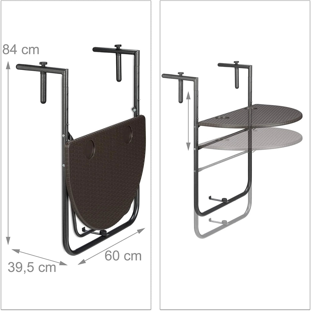 Tavolo pieghevole da balcone 3 livelli regolabili marrone 13_0002691_2