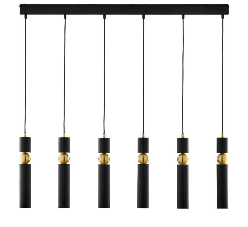 Lampada sospensione barra 90cm nero oro 6xGU10 ALAS
