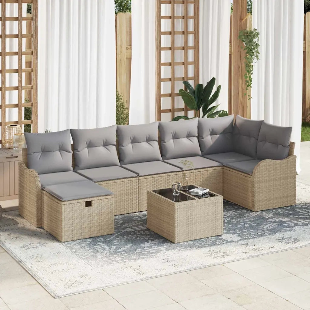 Set di divani con cuscino Beige e Grigio Chiaro polyrattan 3359009