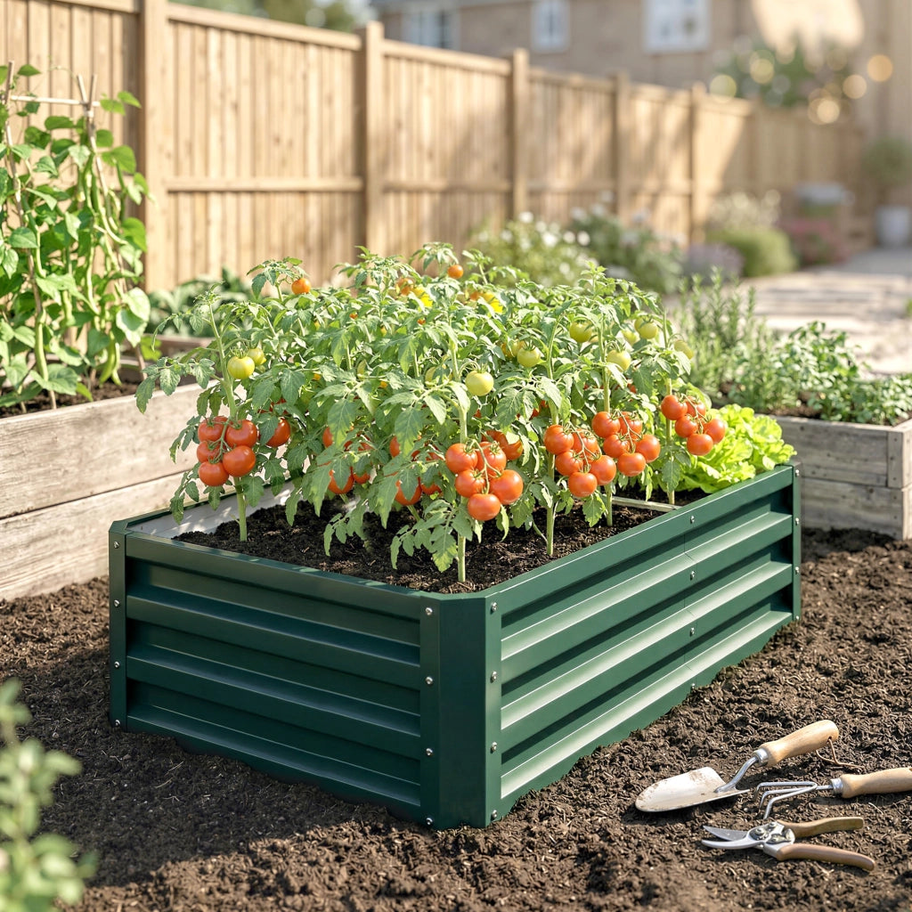 Carr¨¦ Potager Giardino Rettangolare ¨C Zephmum ¨C Verde Scuro Acciaio 120x60x30