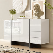 Buffet moderno brillante - Xylo - 2 porte 4 cassetti Bianco