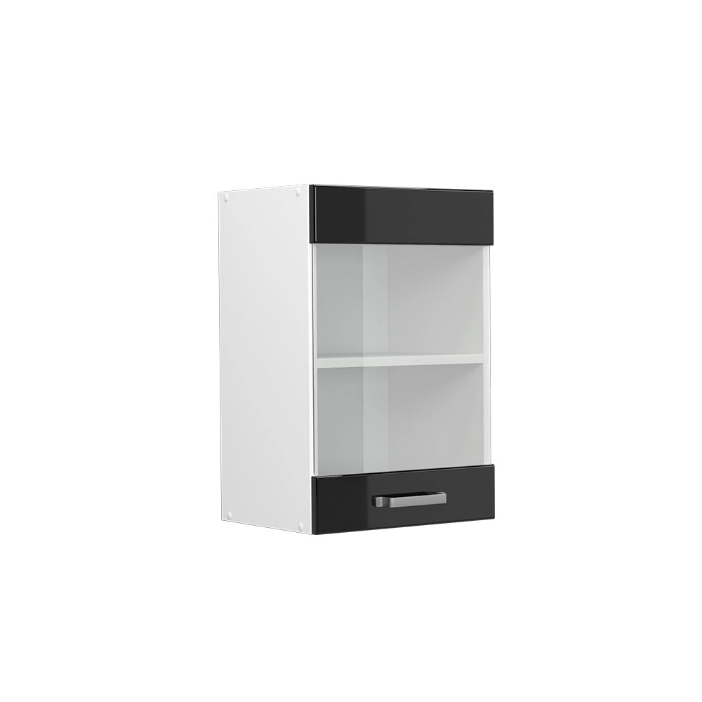 Vicco Pensile universale Nero lucido 40 cm con anta in vetro