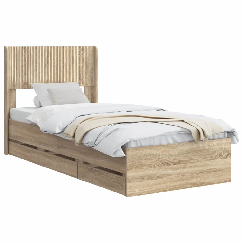 Struttura del letto con stoccaggio e testata Rovere Sonoma 3414349