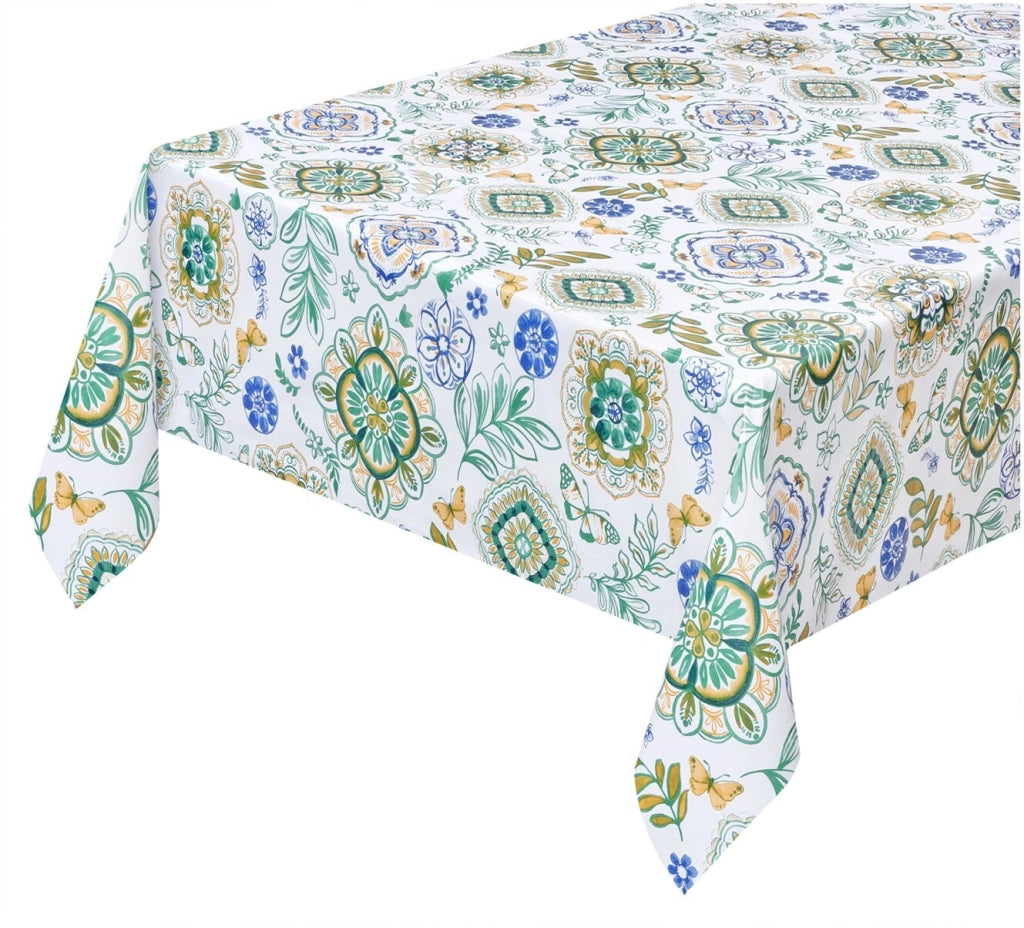 Tovaglia Cucina Antimacchia Cerata 120x180 Cm Country Chic Maioliche Copritavolo Floreale Moderno